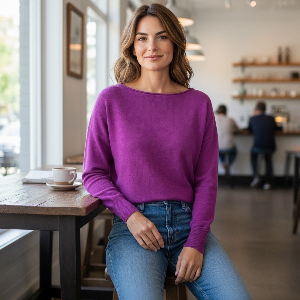 Nordstrom Collection Purple Silk Cashmere Blend Sweater‎ Size S